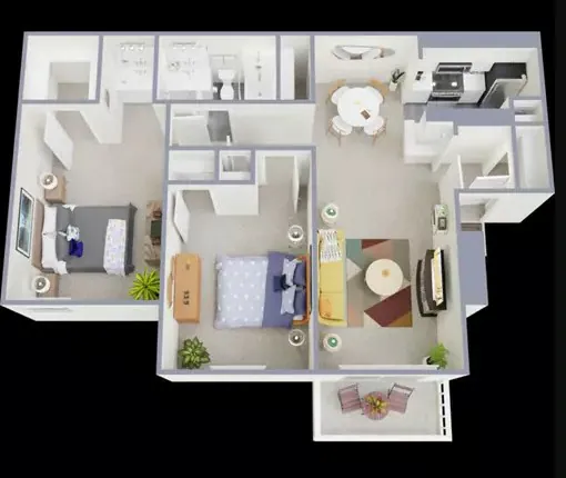 2 Bedroom 1 Bathroom 234 floor plan